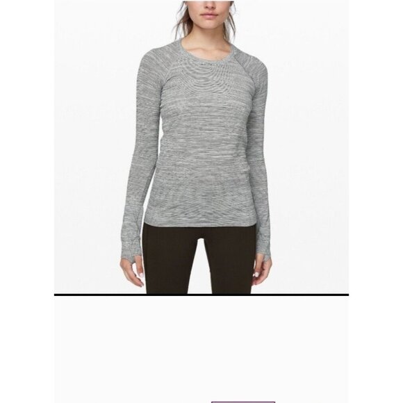 Lululemon Swiftly Tech LS 2.0 *Silverescent Size 6 Black and White Micro Stripes - Picture 1 of 9
